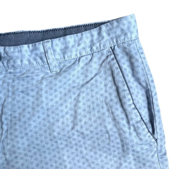 Johnnie-O Chino Shorts Mens 35 Blue Patterned‎ Cotton Linen Blend Slash Pocket - Picture 1 of 7